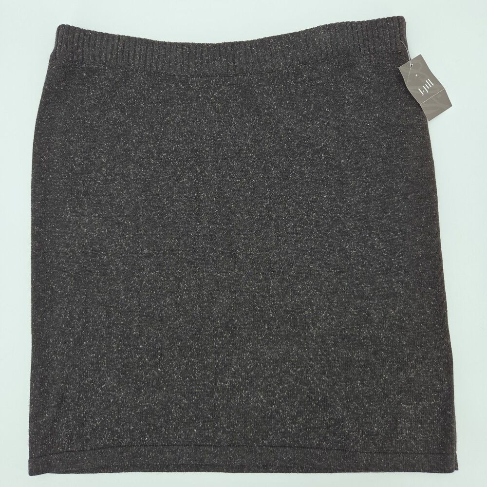 J Jill Sweater Skirt Size Medium Brown Gray Silk Cotton Knee Length Fall Winter